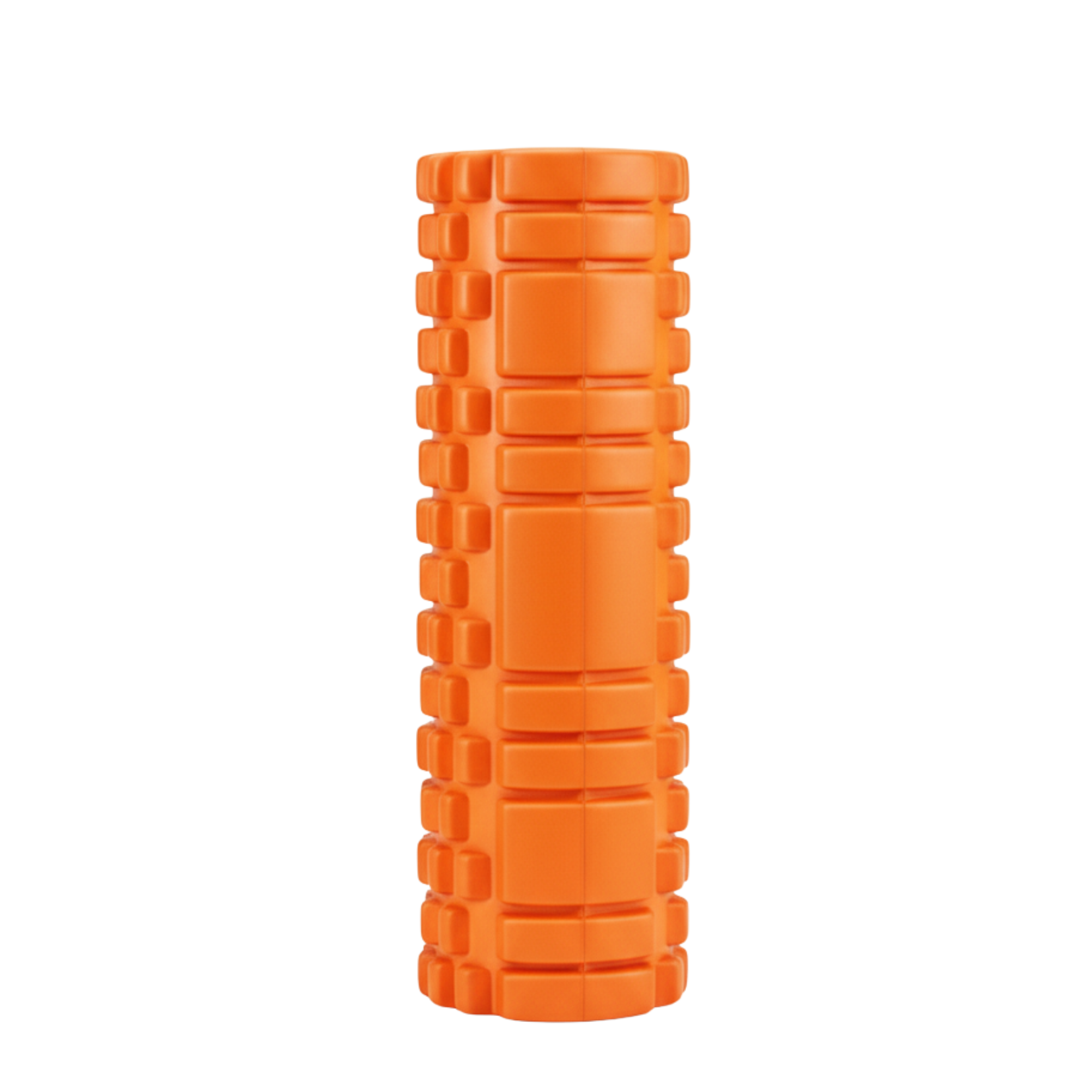 Orange foam roller on a white background