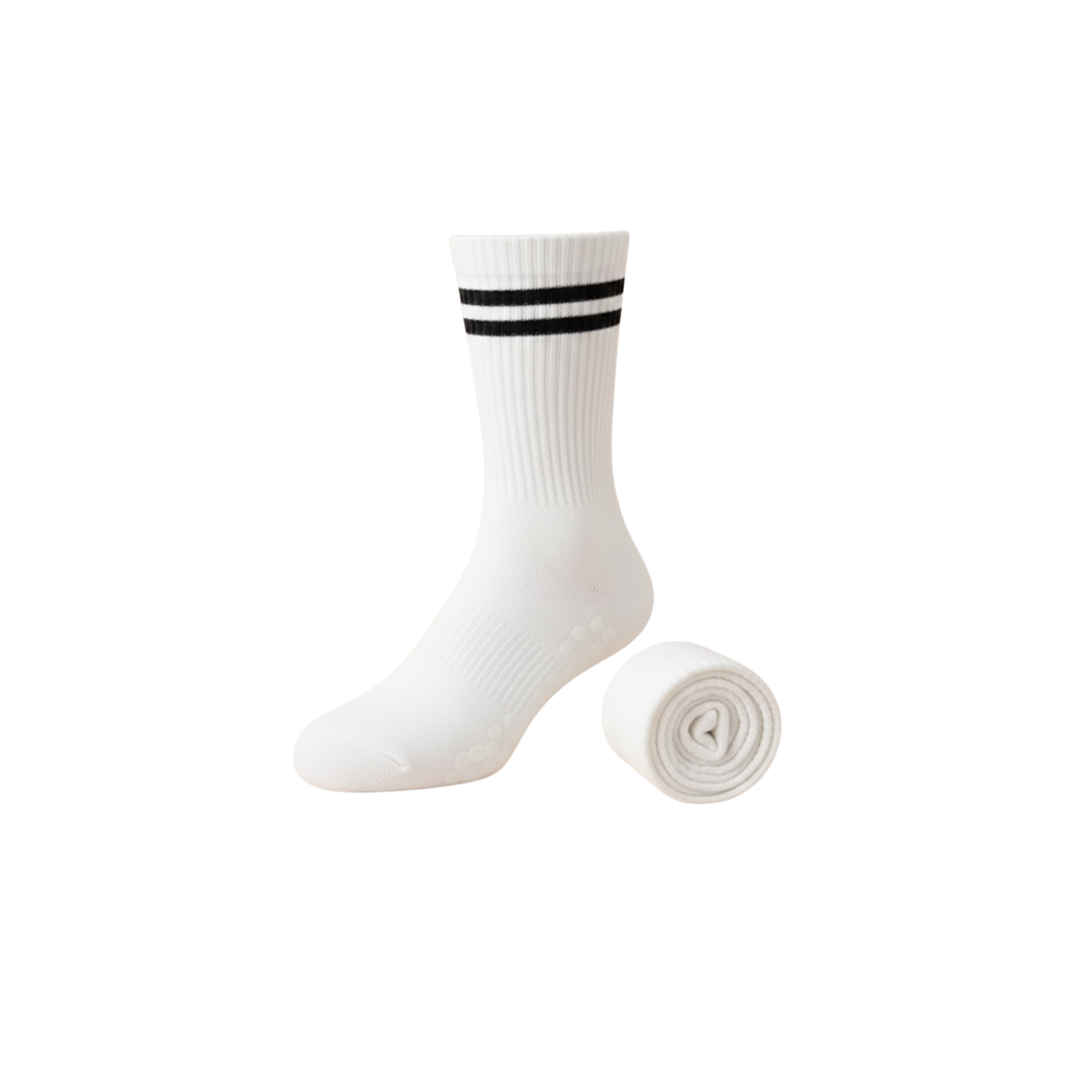 White sock with black stripes on a white background