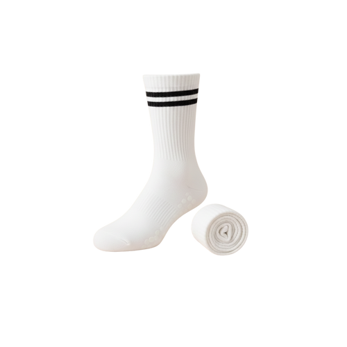 White sock with black stripes on a white background