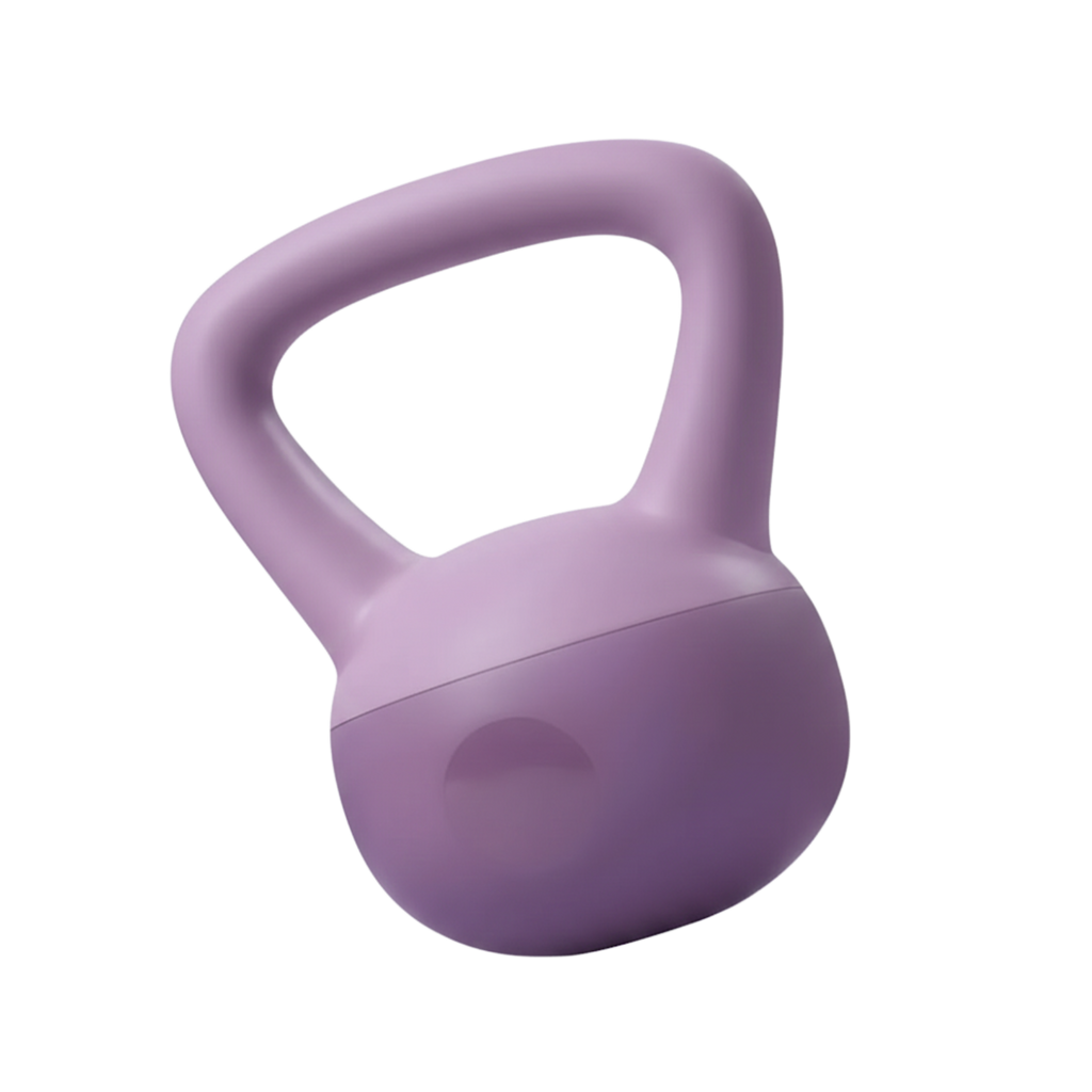 Purple kettlebell on a white background