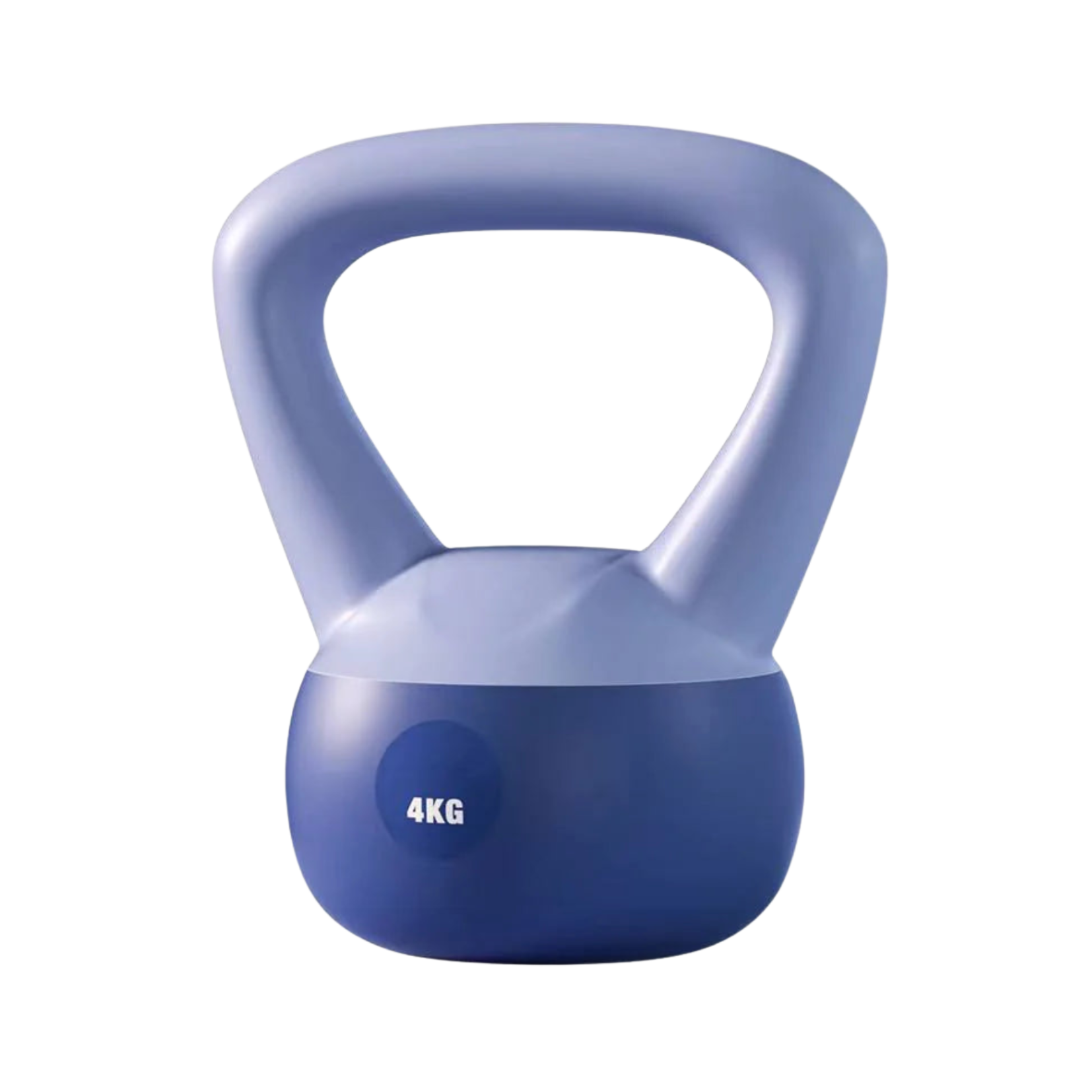 Blue kettlebell with '4KG' marking on a white background